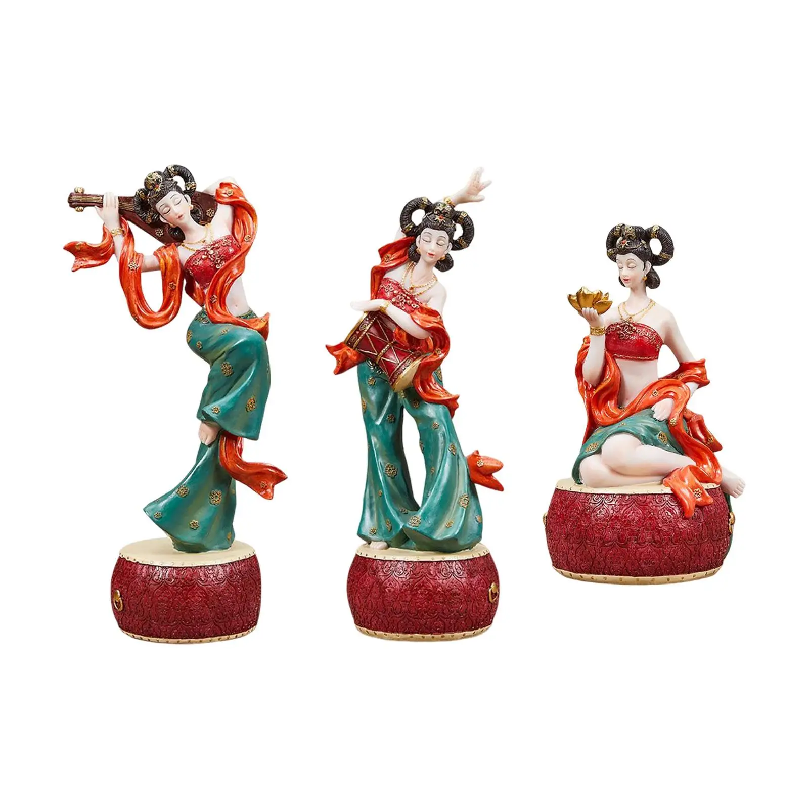 

Chinese Style Statue Resin Figurine Decorative Collection Apsaras Ornament for Bedroom Home Indoor Decor