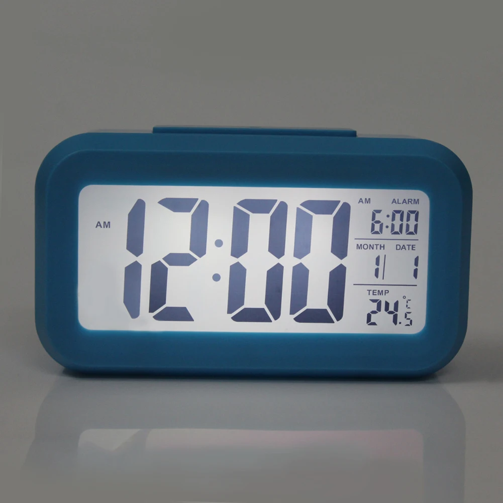 

Электронный умный Настольный будильник с ЖК-дисплеем, цифровой светодиодный бесшумный ночник, дисплей температуры, настольные часы с повто...