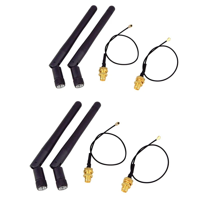 

4PCS/Lot 2.4Ghz 3Dbi Wifi 2.4G Antenna Aerial RP-SMA Male Wireless Router+PCI U.FL IPX To RP SMA Male Pigtail Cable