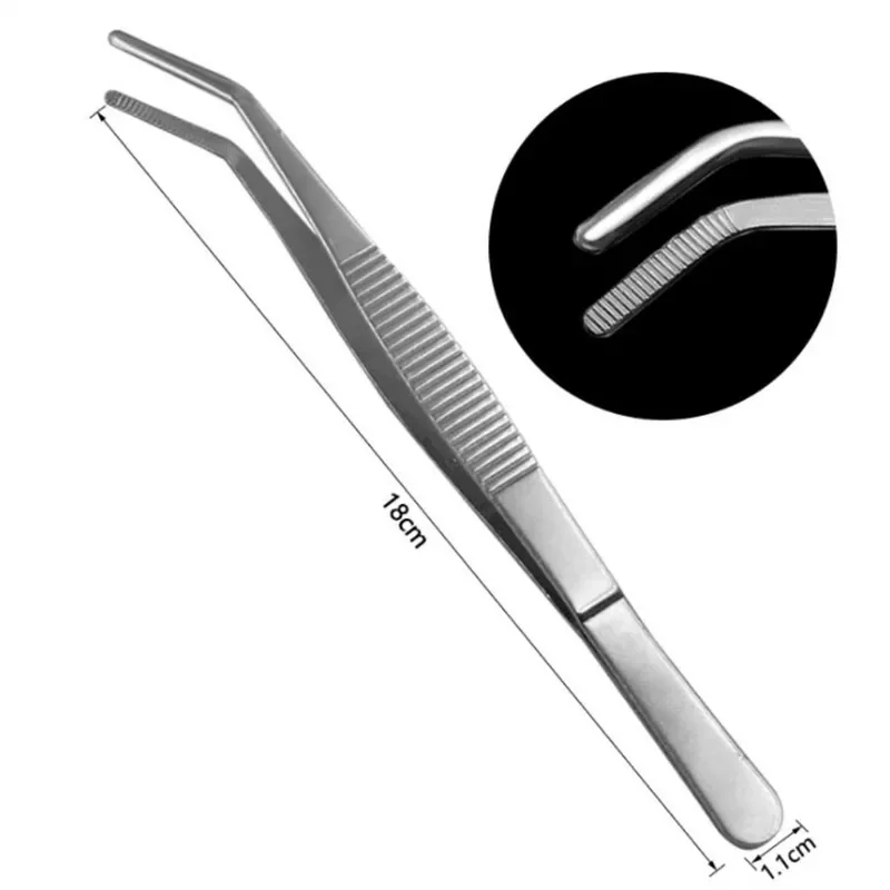 

12.5/14/16/18 cm Stainless Steel Tweezers with Curved Pointed Serrated Tip Daily Garden Tool All-purpose Plier