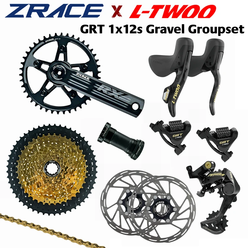 LTWOO GRT12 Hydraulic Disc + ZRACE Crank Cassette Chain, 1x12 Speed, 12s Gravel Groupset, for Gravel bike Bicycle / GRX