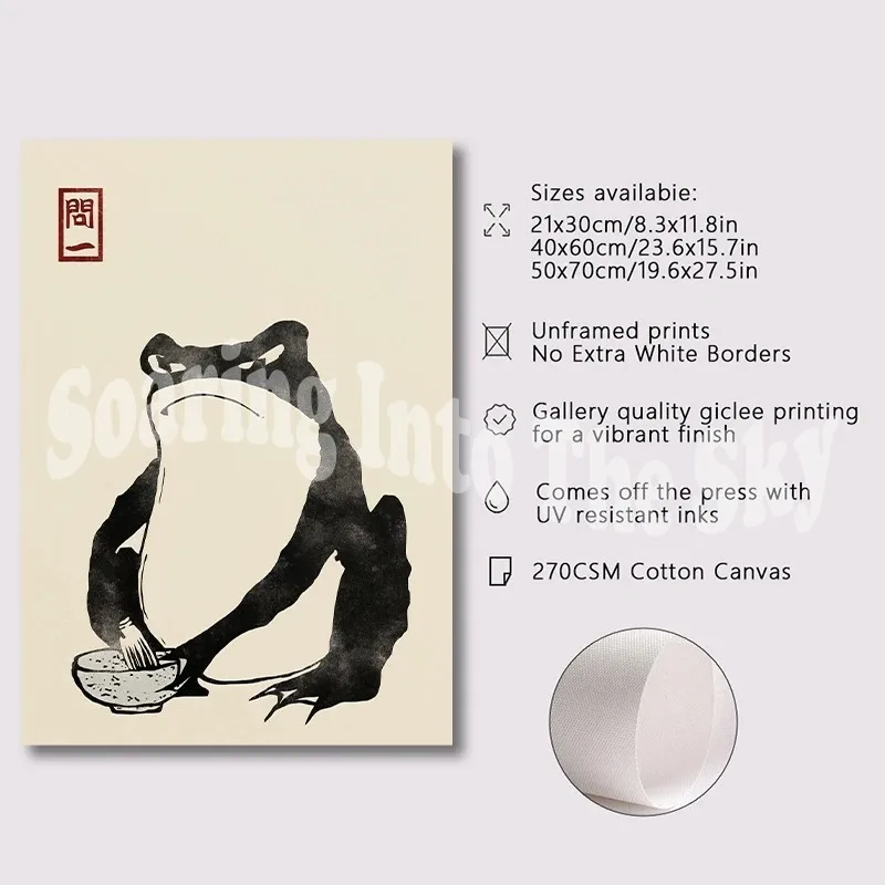 3pcs Japanese Matsumoto anime Frog Poster Vintage Ukiyo-e Print Painting Wall Art Living Room Bedroom Decor