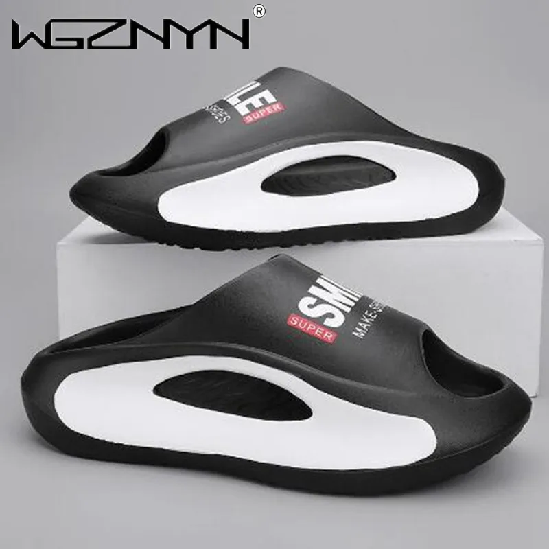 

2023 Fashion Summer Sneaker Slippers Men Women Printing Thick Bottom Platform Cloud Slides Outdoor Non-Slip Casual Beach Sandals