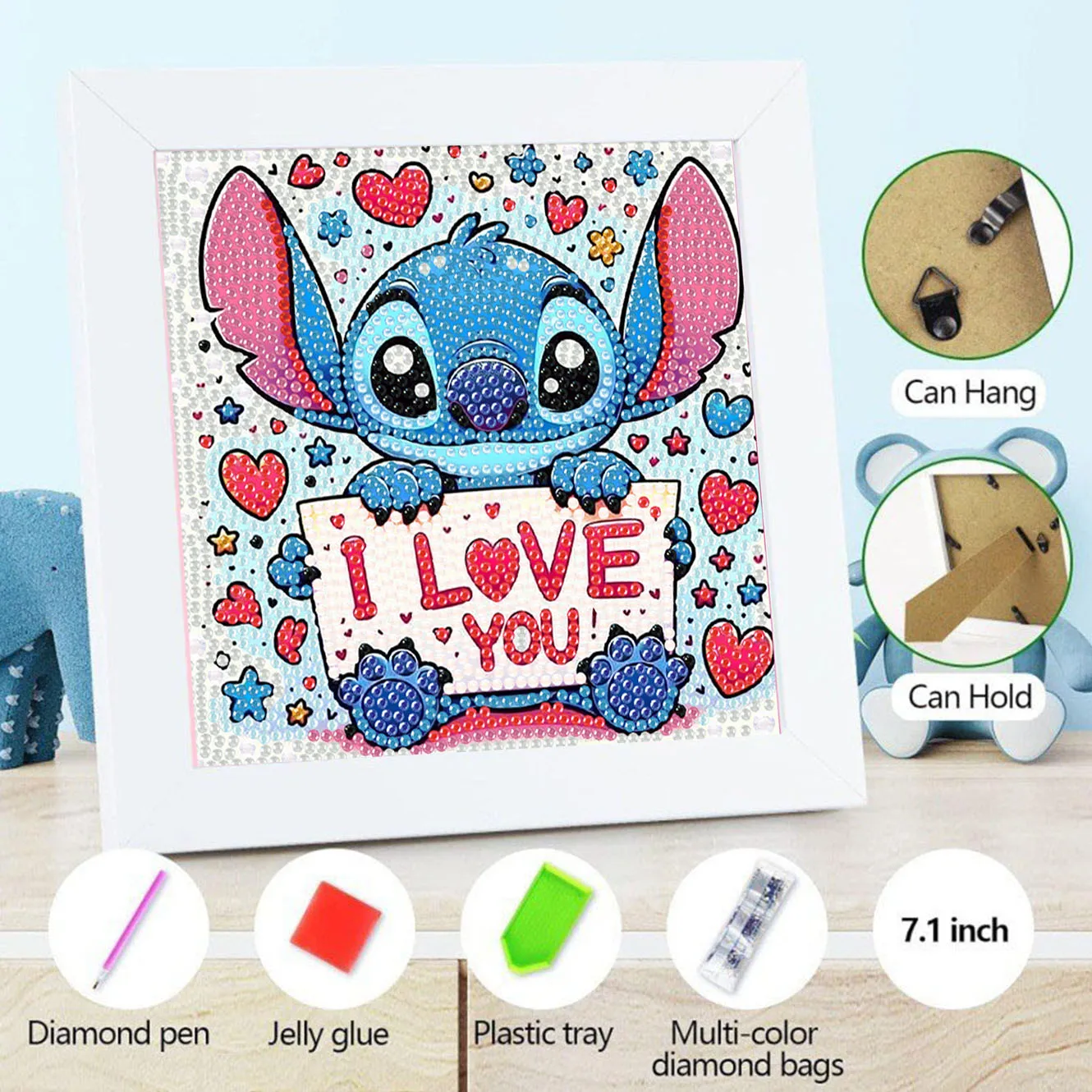 Фото Брелок Disney Lilo & Stitch с кристаллами и бриллиантами 5D DIY, акриловый пояс с вышивкой крестом, комплект рамки для пары, подарок на день рождения ручной работы №5