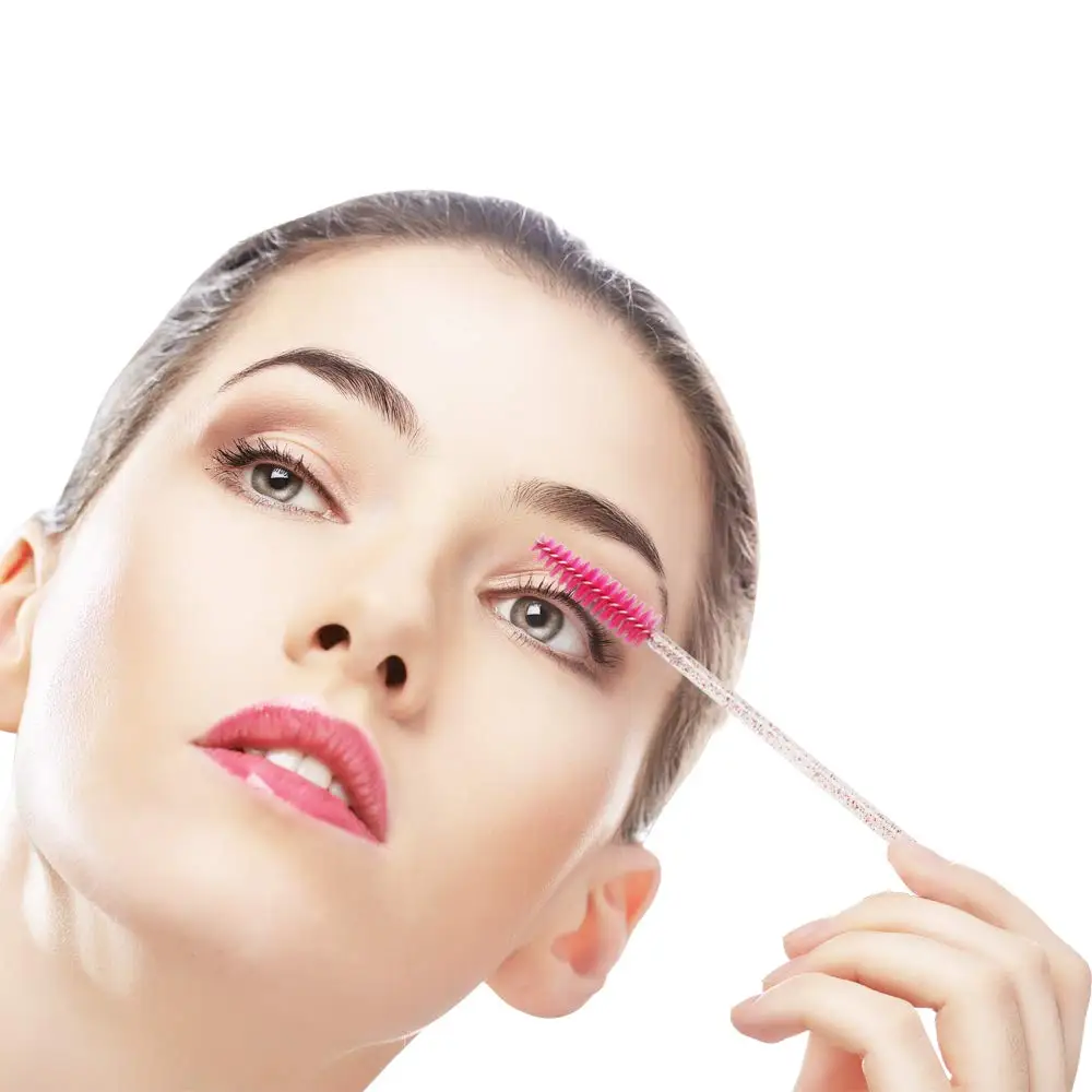 500 шт. Блестящая щетка для ресниц, одноразовая щетка для бровей, маскара, аппликатор, гребень, инструмент для макияжа, завивка ресниц