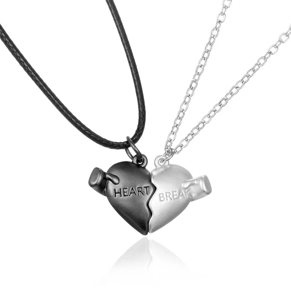 

2Pcs Magnetic Couple Necklace Lovers Heart Pendant Distance Faceted Charm Necklace Women Valentine's Day Gift 2022 New Jewelry