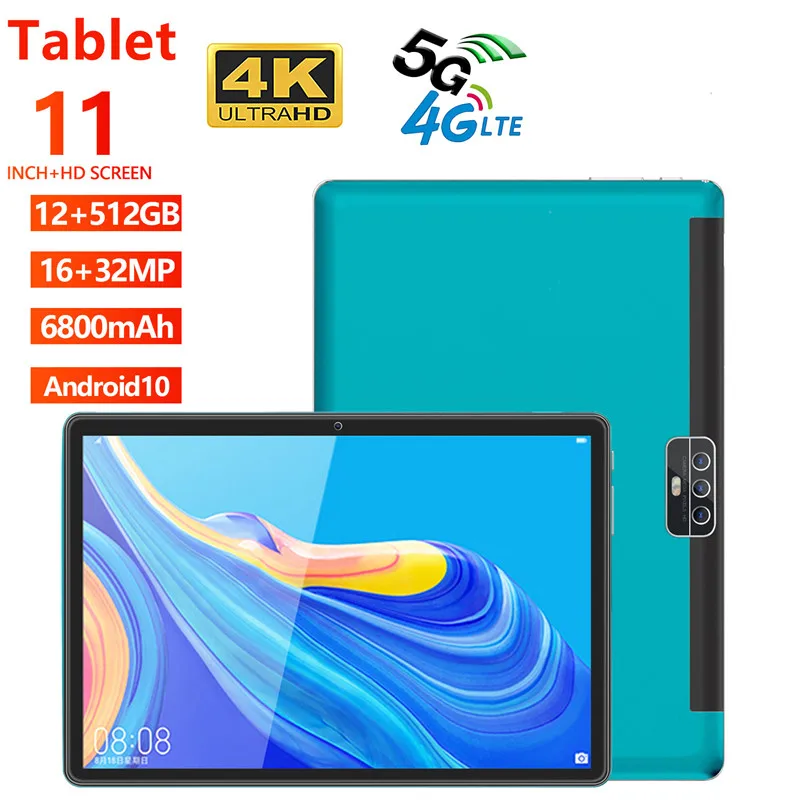 Speaker Phone Tablet Pad Pro 10 11 Inch Google Play  12 RAM 512GB ROM Tablets  Android 10.0  Dual Call GPS Bluetooth