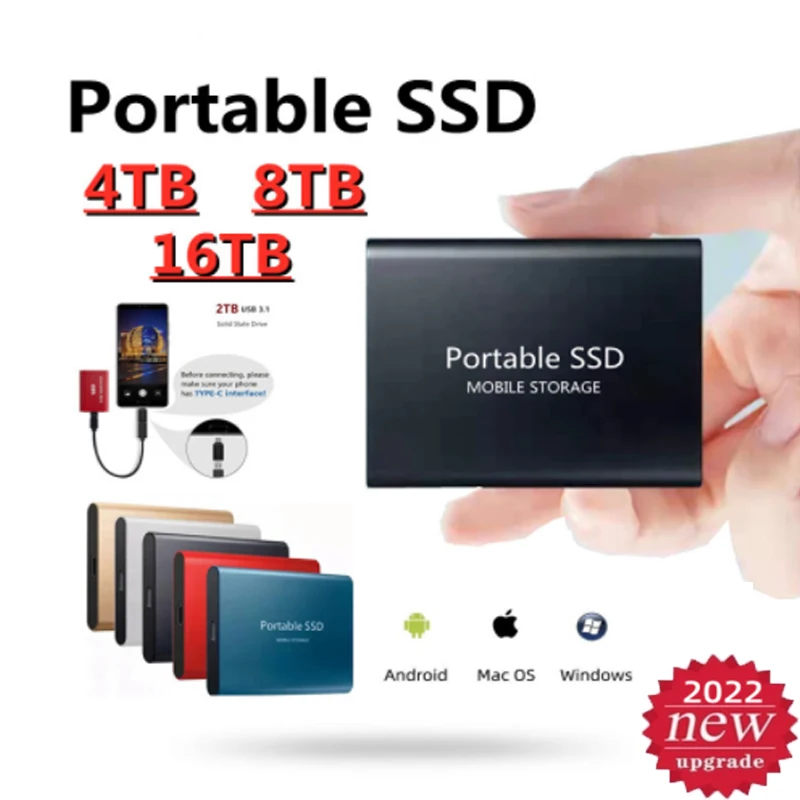 

SSD Portable Flash Memory 14TB SSD Hard Drive USB 3.1 Type-C External SSD Hard Drive for Laptop Desktop 2022 Hot 100% Original