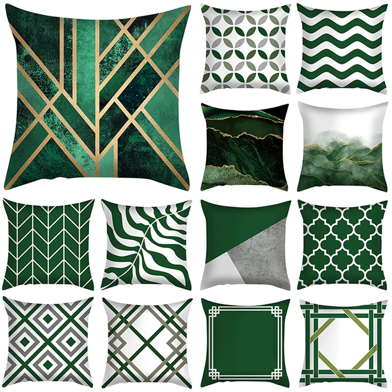 

Green Pillowcase 45x45cm Square Pillow Case Patchwork Polyester Sofa Pillow Cover Waist Decor Abstarct Geometric Cushion Cover