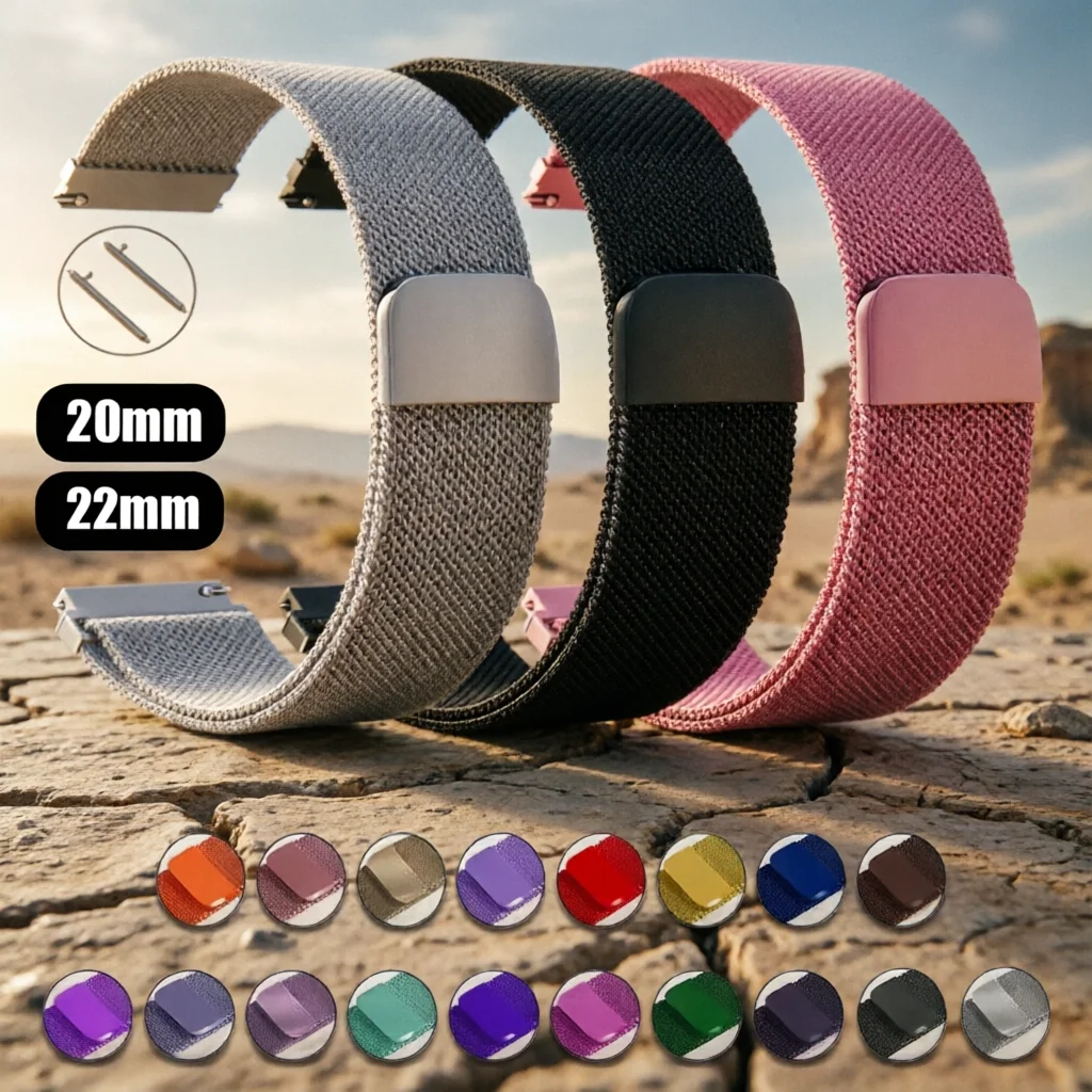 Фото Ремешок 20 мм 22 мм для часов Samsung 4/5/6/7, браслет Active2 Gear S2, магнитный браслет для Huawei GT 2/3/4/5/6, миланский ремешок для часов. №2