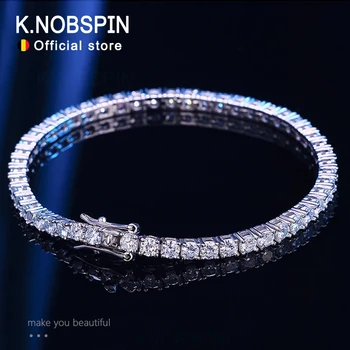 Knobspin Real 4mm Moissanite Sparkling Full Diamond GRA 925 Sterling Silver Wedding Engagement Party Jewelry Bracelets For Women 1