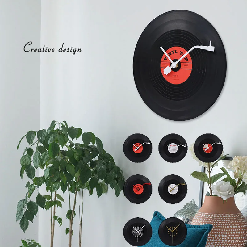Musical Record Wall Clock CD Vinyl Original Art Unusual Hand