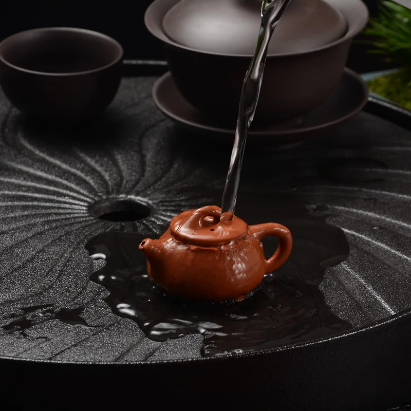 

Mini Purple Clay Pot Small Pocket Fingertip Pot Small Tea Carve Decoration Kung Fu Tea Set Supportable Refined Tea Ceremony