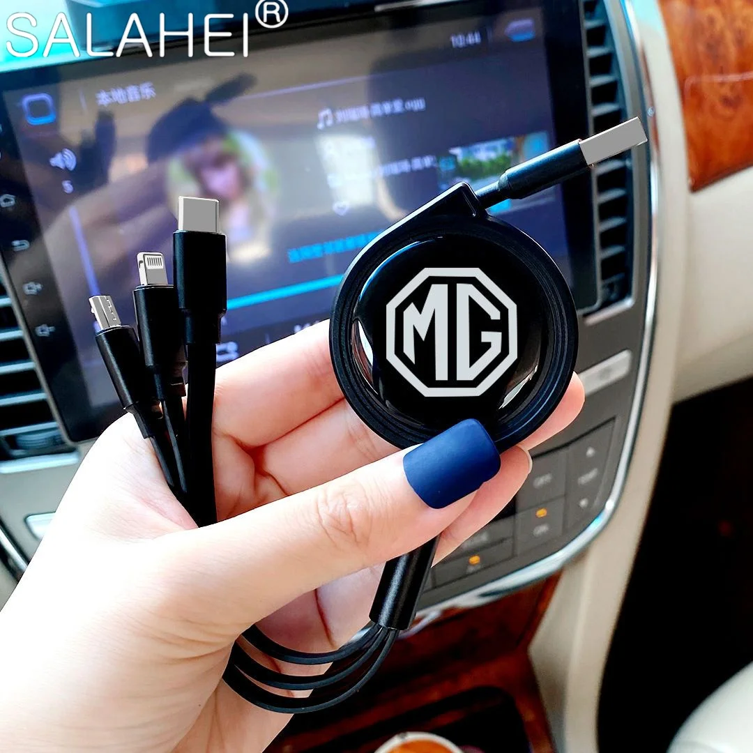 

3 In 1 Car Micro USB Type C Charging Cable Multi Charger For MG HS ZST ZS MG3 MG5 MG6 MG7 GT GS Hector ZX EZS EHS Accessories