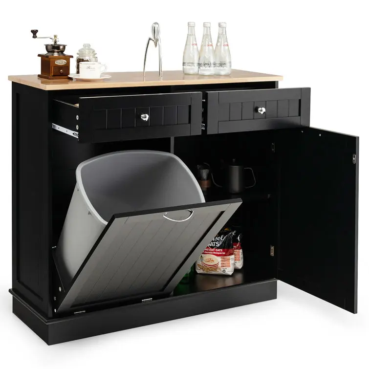 Фото Moderner Multifunktion Aler Küchen Schrank Mit Müll Bravo, 2 Schubladen Und2 Verstell Dua Regalen №1