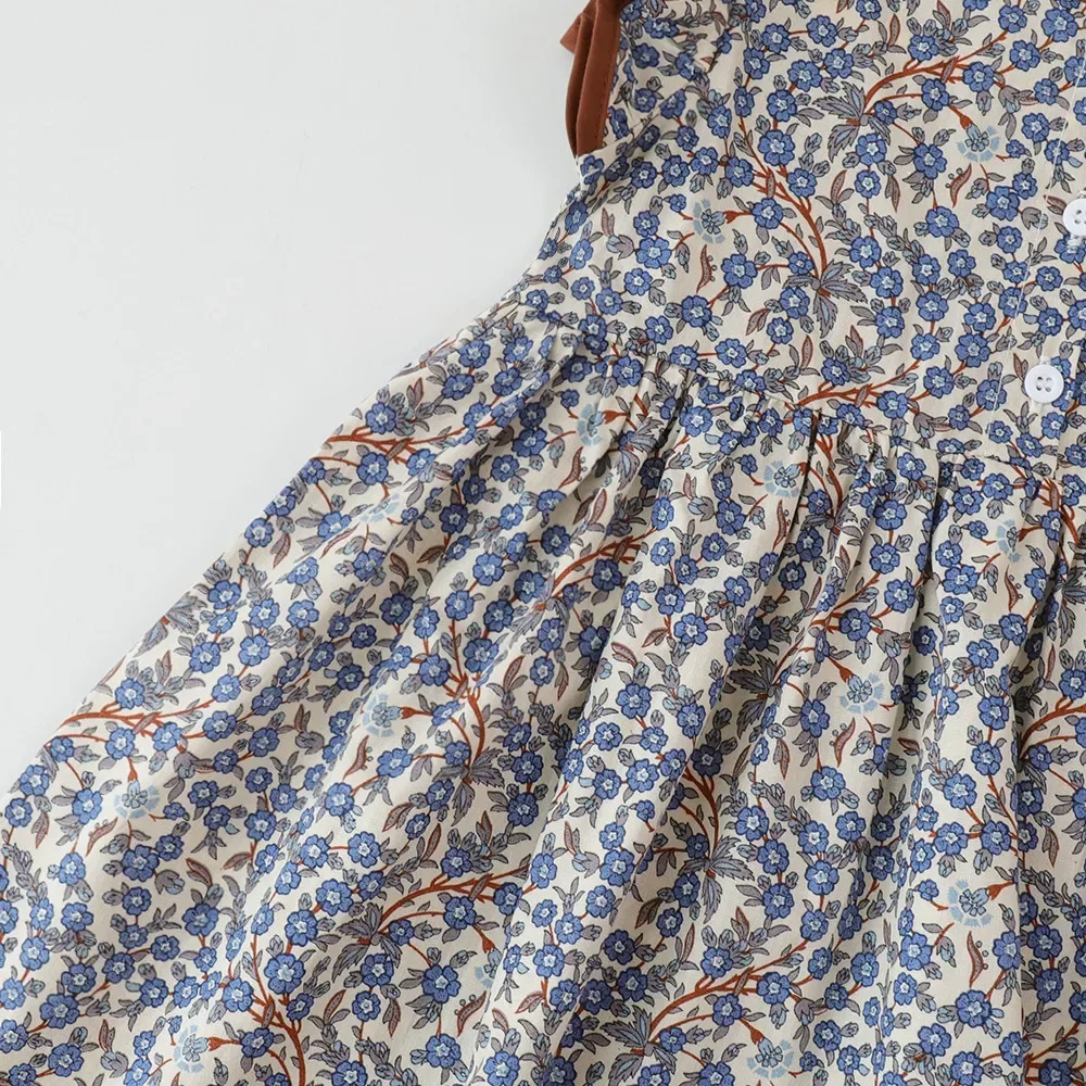 Летняя одежда для маленьких девочек летающее платье с круглым вырезом и