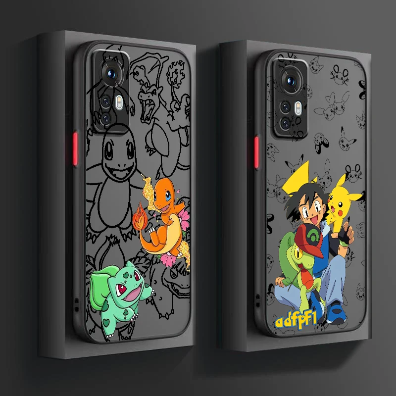Аниме P-Pokemones P-Pikachus матовый полупрозрачный для Xiaomi Mi 13 12 12T 11T 11 11i 10T 10 9T Pro Lite Ultra 5G