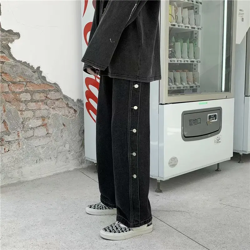 New Men's Jeans Loose Fashion Handsome Wide Leg Pants Autumn Spring Straight Denim Trousers Plus Size Male Bottoms Streetwear