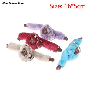 1pc 16*5cm Cute Girl Plush Fur Monkey Toy Key Chain Orangutan Keychain on Pant Women Bag Car Trinket Female Toy 13 Style