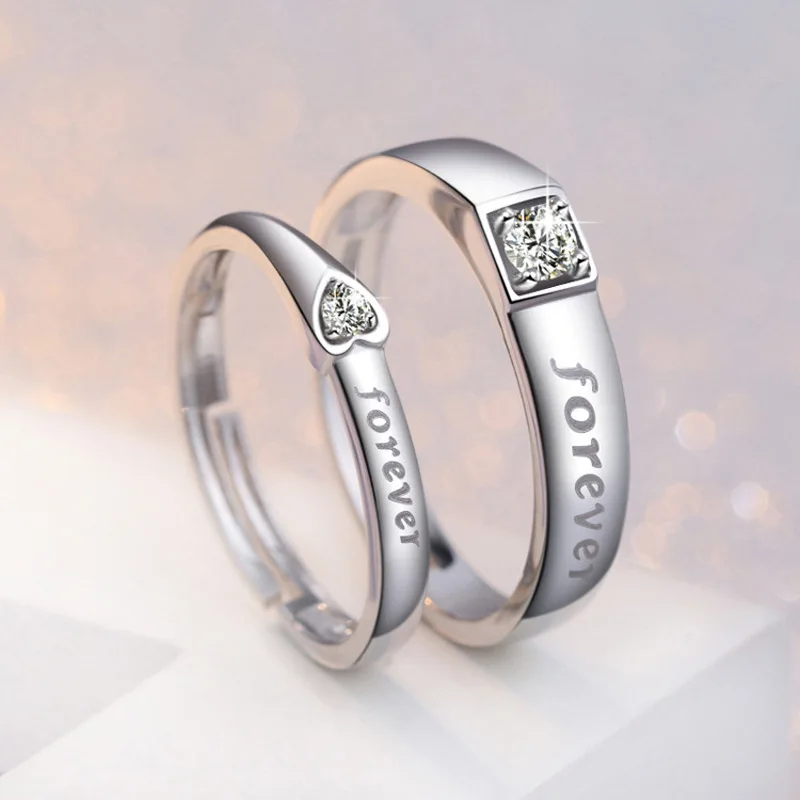 

European and American Wedding Creative Couple Ring Personalized Creative Style with Zircon Opening Ring