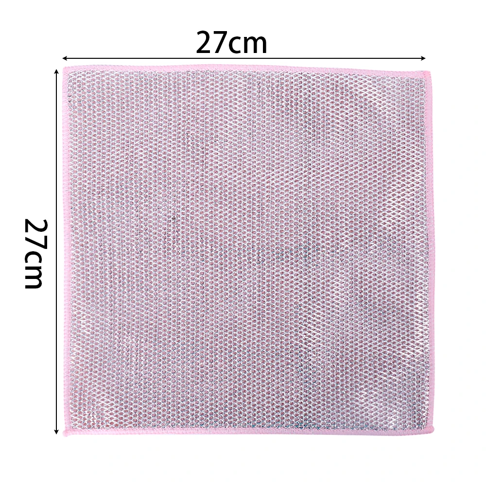 6/1 szt. Drut stalowy ściereczka do mycia naczyń dwustronna zagęszczona z mikrofibry silne narzędzie usuwania rdzy 27*27cm