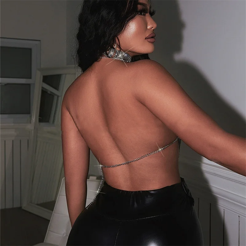 Кроп-топы Стразы с открытой спиной женская блузка корсет для вечерние НКИ клуба