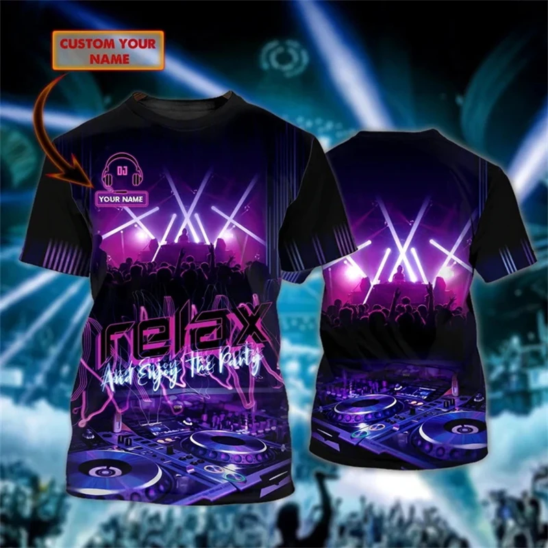 Фото Мужская футболка с 3D принтом DJ Music Graphic, летняя модная унисекс, повседневная футболка с рукавами Sjort, подарок для DJ Lovers, топы №2