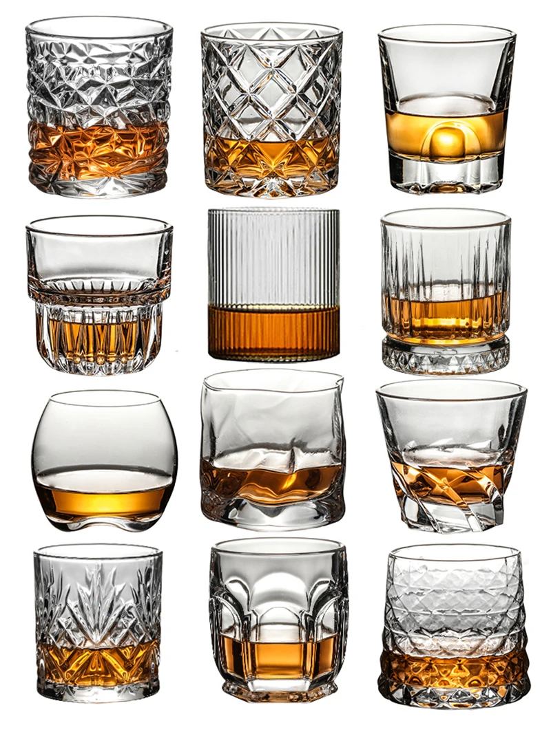 

Crystal Whiskey Glass Old-fashioned Scotch Whisky Brandy Cocktail Perfect Gift for Couples Beer Rum Style Glassware