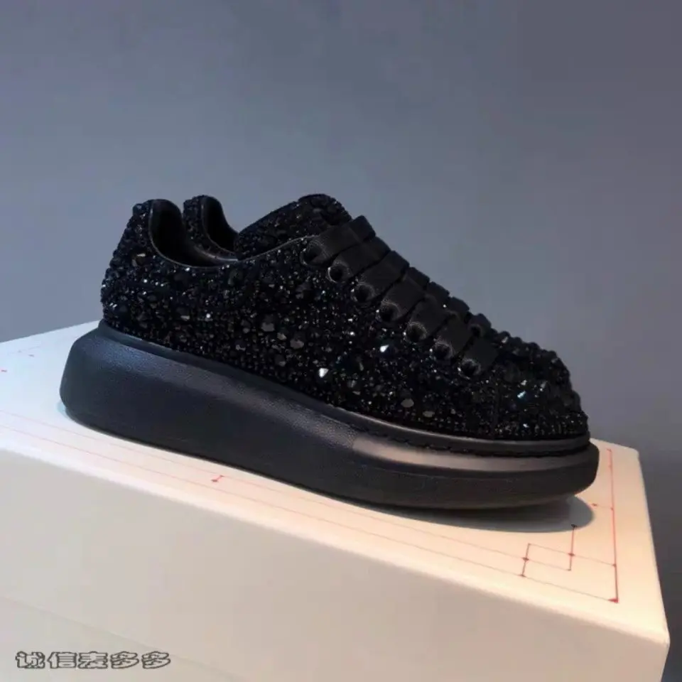 Versatile Casual Breathable Sneakers Men's and Women's Same Rhinestone Classic White Shoes Student Korean Style Clunky Sneakers
