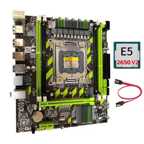 Семейная материнская плата X79G с процессором E5 2650 V2 + кабелем SATA LGA2011 DDR3 REG ECC RAM M.2 8 USB SATA3.0, игровая материнская плата для ПК