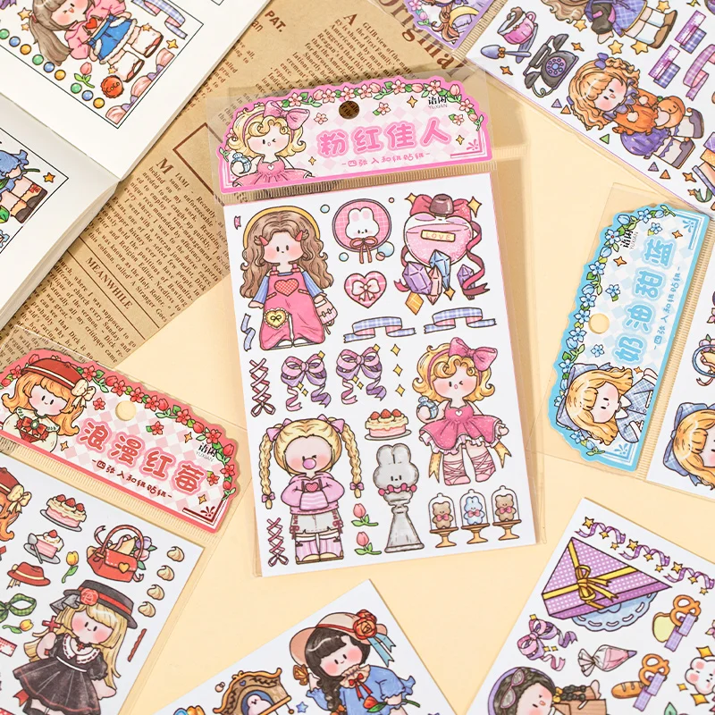 

Journaling 4 pcs sticker Scrapbooking supplies Cute sticker Kawaii stationery Journal deco stickers junk Material paper