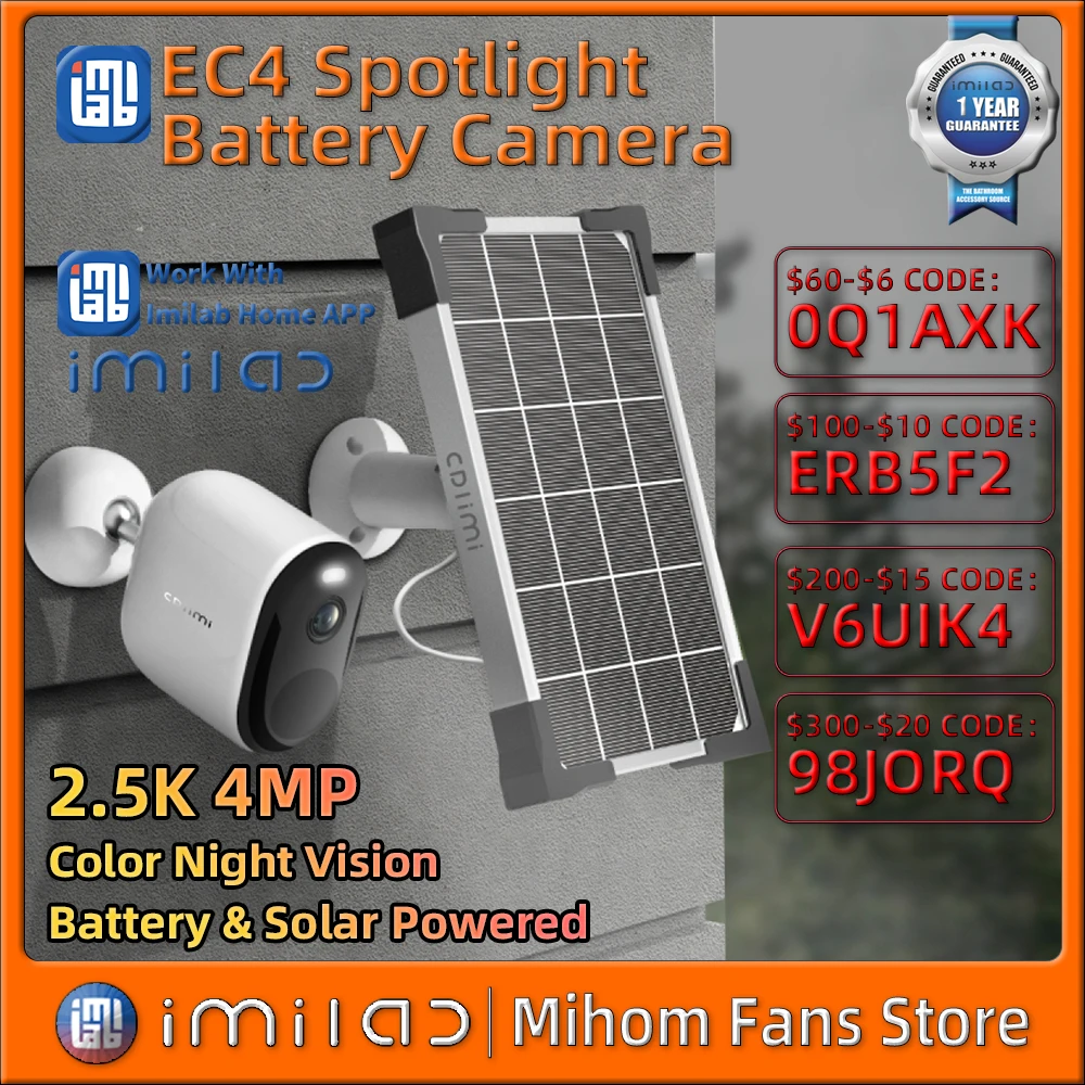 IMILAB EC4 Solar Camera Outdoor Spotlight Video Surveillance System Kit 4MP HD IP Wireless WiFi Smart Home Security CCTV Webcam