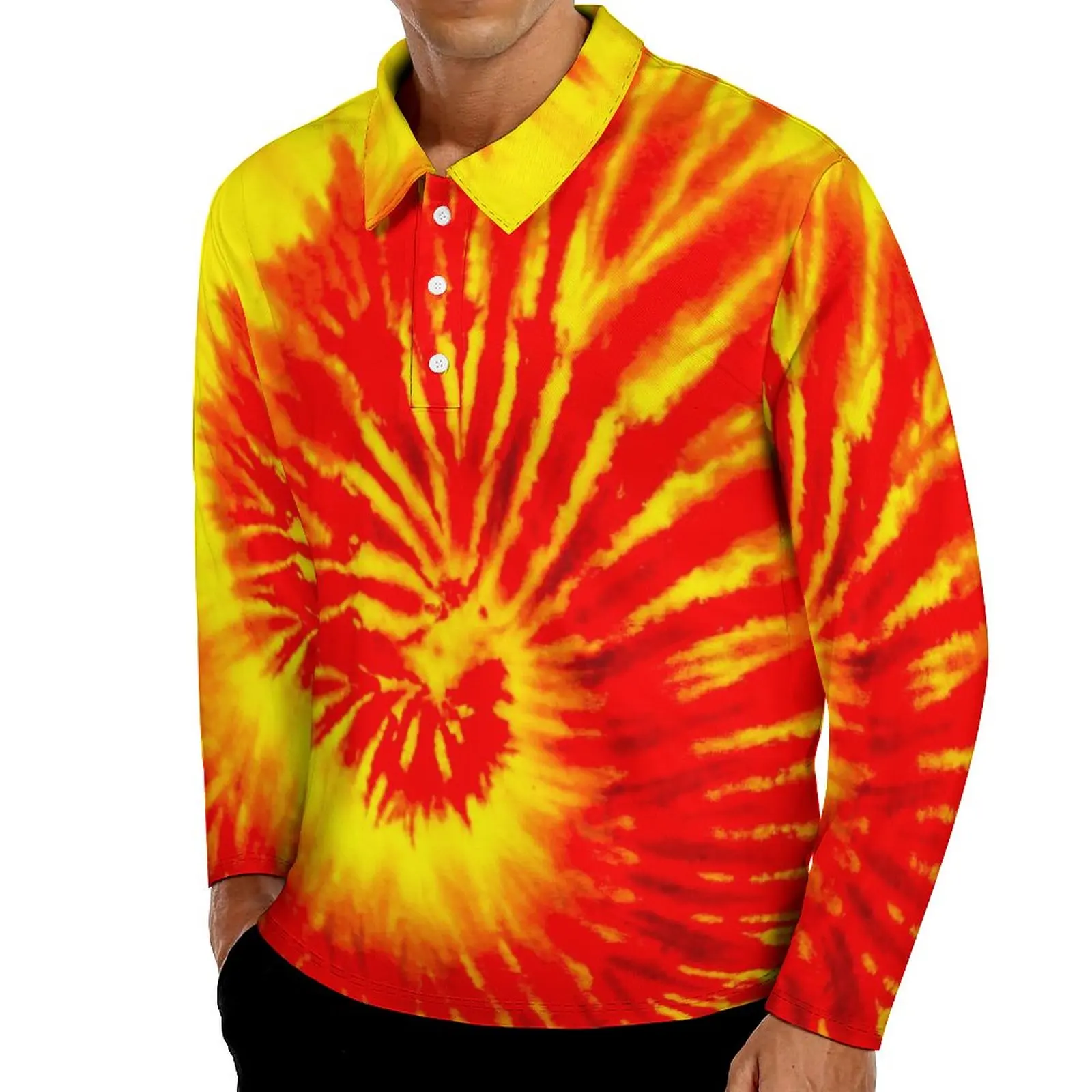 

Мужская футболка-поло с длинным рукавом, с абстрактным принтом