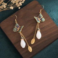 2022 china style vintage magnolia flower bow cloisonne enamel glaze stud earrings for women girls gifts
