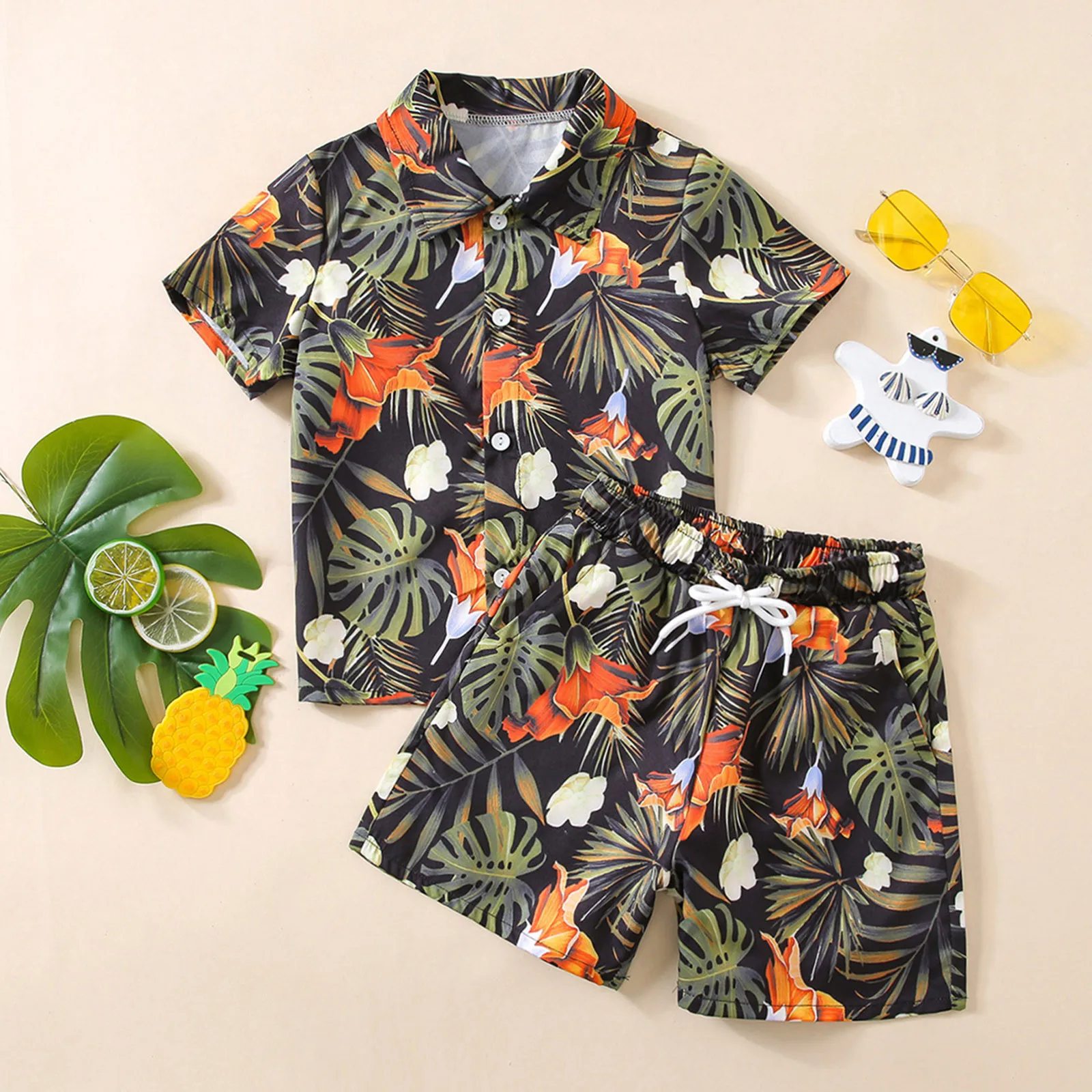 

Various Style Toddler Kids Boys Summer Sets Beach Tops+Shorts Pants Print Casual Outfits Hawaiian Style Clothes комплекты одежды