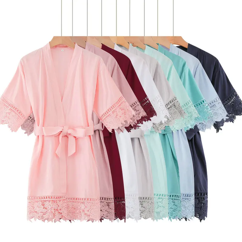 Women Wedding Robe Bride Robes Rayon Cotton Lace Robes Bridal Robes Bridesmaid Robes Bride Bathrobe Bride Sleepwear