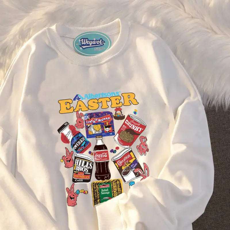 

Hip Hop Drinks Graphic Print Loose Sweatshirt Women O Neck Long Sleeve Casual Basics Hoodies Couple Kawaii Clothes Thin Autumn