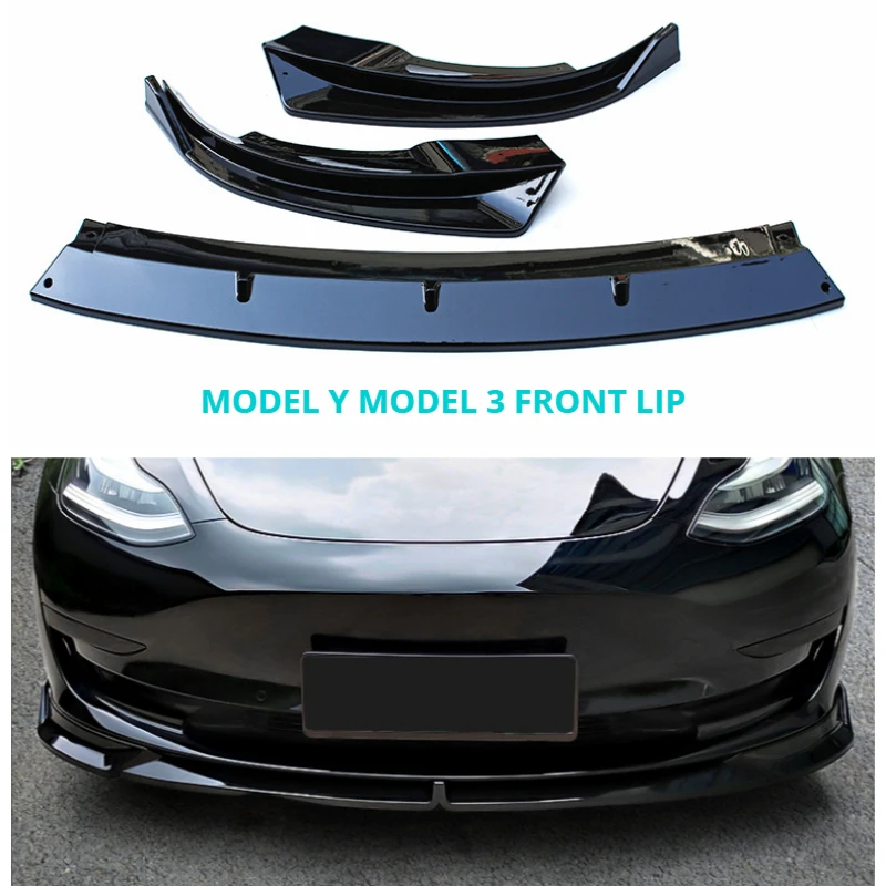 Tesla Modell 3 Y Drei-bühne Front Lip Schutz Platte Lip Rock Seite Ente Lip Stoßstange Wind Schutz Spoiler zubehör