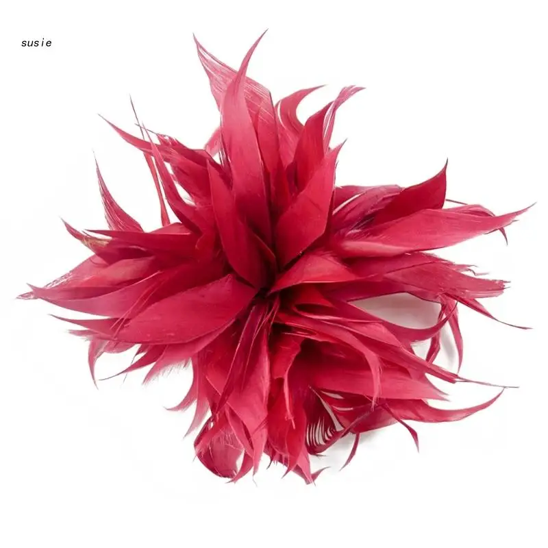 

X7YA Feather Clip Brooch Pin Handmade Feather Flower Brooch for Banquet Celebration Favor Flower Corsage & Brooch for Wedding