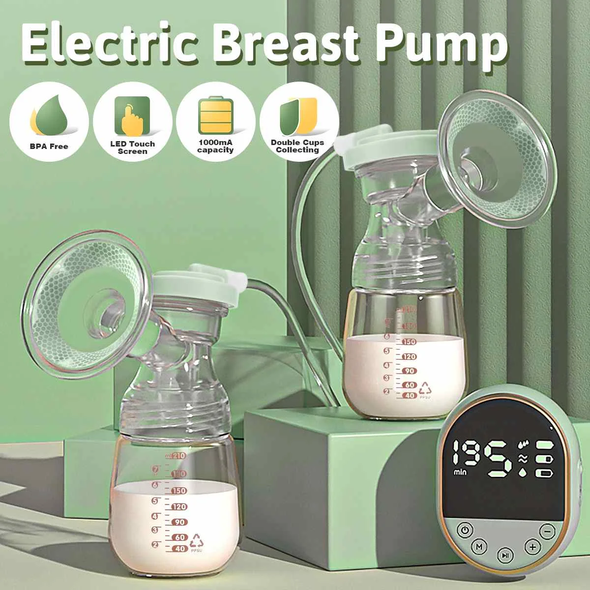 Extractor de leche para bebé, Extractor de leche eléctrico Bilateral, manos libres, 3 modos, antireflujo, accesorios para bebé, máquina de ordeño