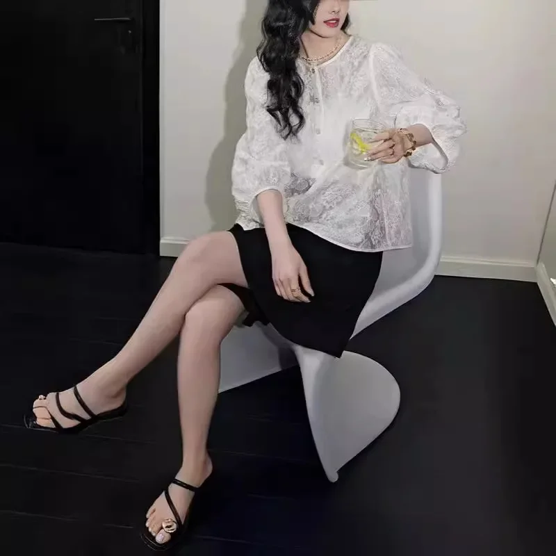 Женская весенне-летняя новая тонкая накидка с длинным рукавом Элегантная белая