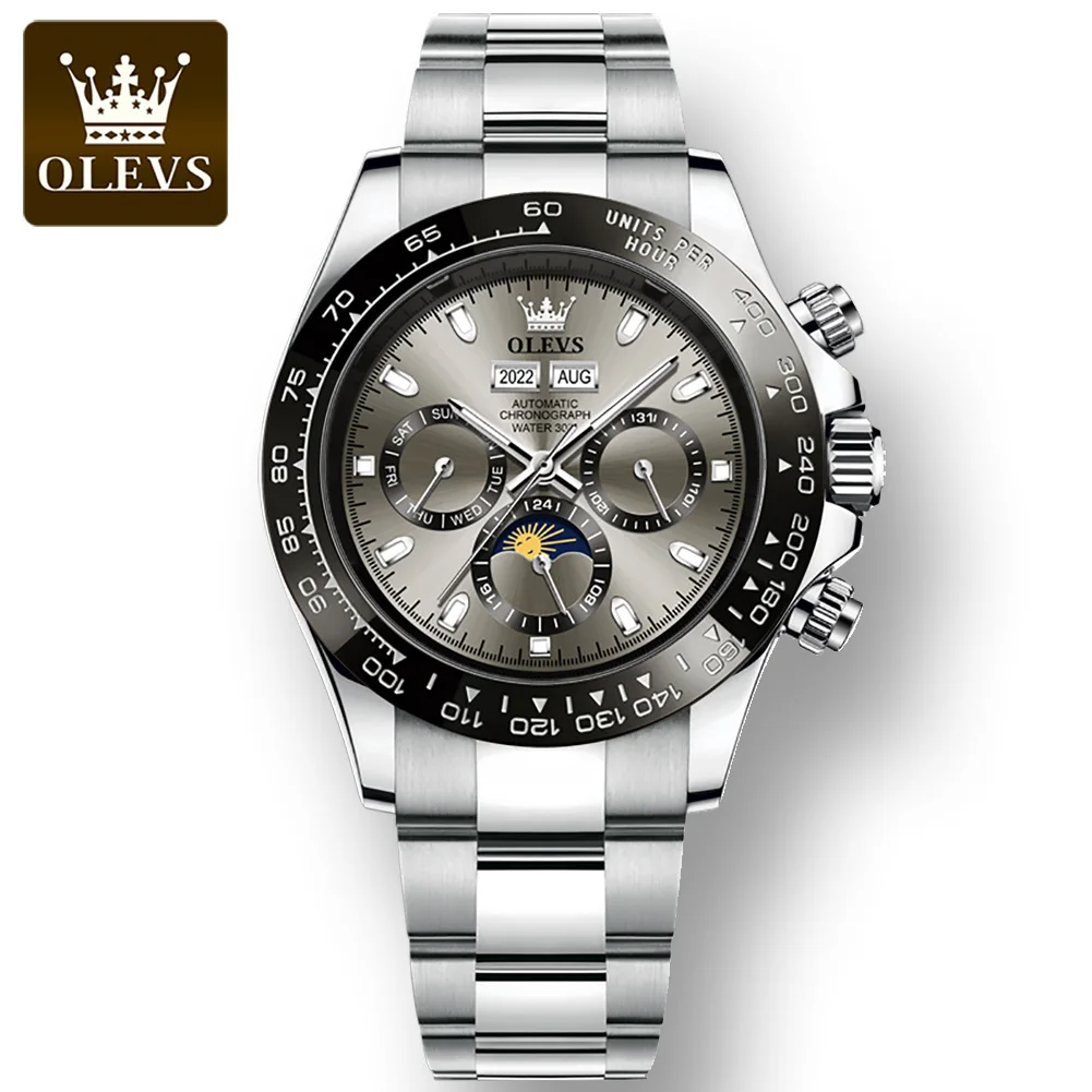 

OLEVS Automatic Mechanical Fashion Watch for Men Stainless Steel Strap Waterproof Multifunctional Full-automatic Men Wristwatch