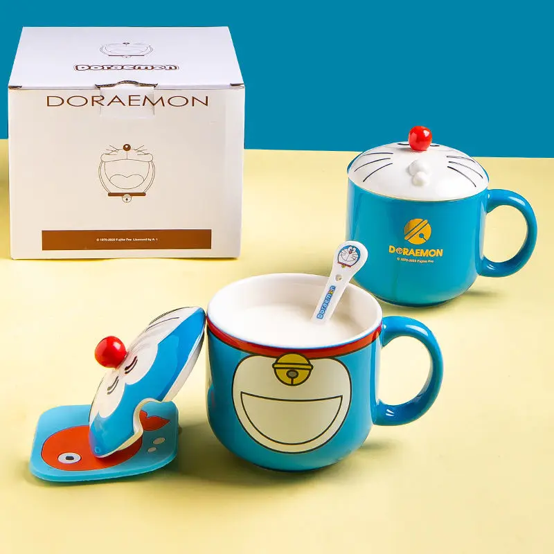 480 мл аниме Doraemon косплей керамическая чашка с крышкой милая пара кофейная для