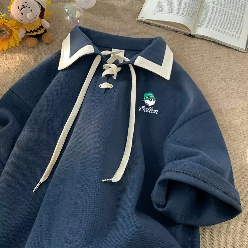 2023 Summer Colored Golf Sportswear Fashion Loose Design Polo Collar Half Sleeve T-shirt Casual Men's and Women's New Polo Shirt