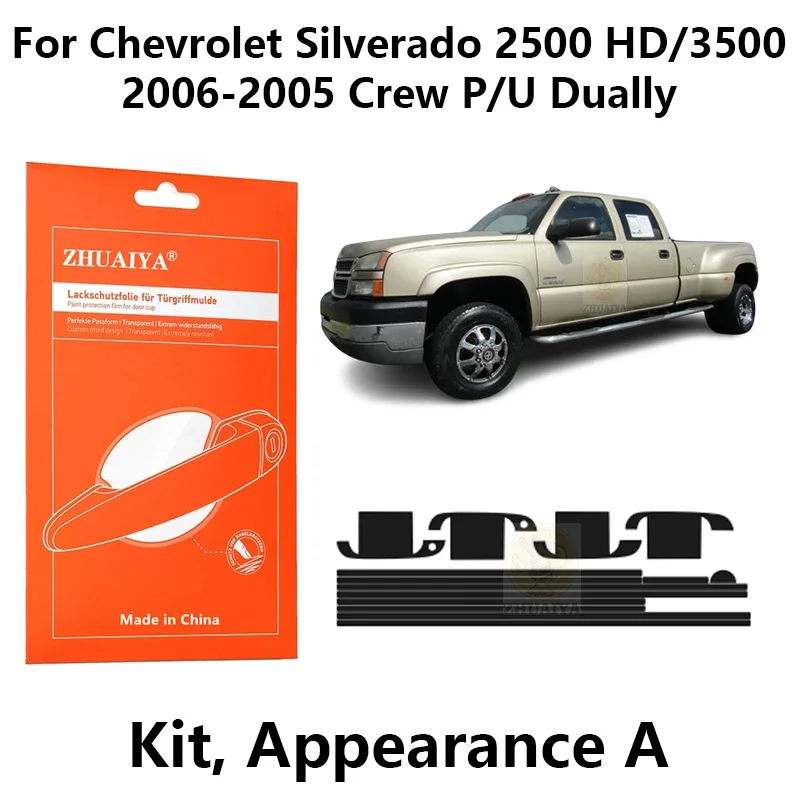 

Защитная пленка для края дверной ручки, защитная пленка из ТПУ для Chevrolet Silverado 2500 HD/3500 2006-2005 Crew P/U Dually