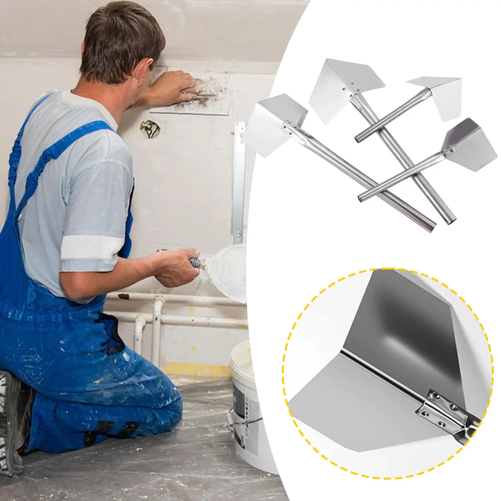 4Pcs Drywall Corner Tool Set Outside and Inside Corner Trowels Compact Construction Tools Concrete Edger for Bricklaying Home