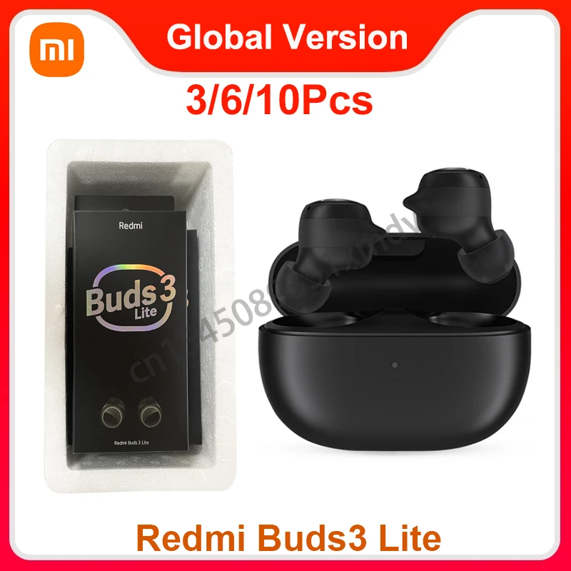 

3/6/10 шт. Xiaomi Redmi Buds 3 Lite TWS Bluetooth 5,2 наушники IP54 Mi Ture беспроводные наушники Youth Edition Спортивная гарнитура