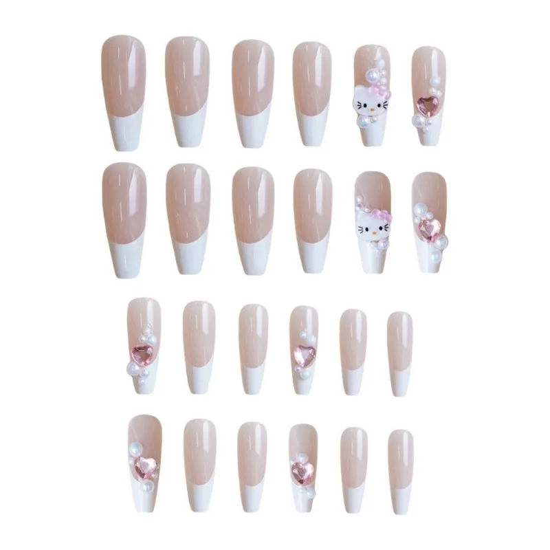Sanrio Hello Kitty Press on Nail мультфильм аниме милый KT Cat розовый любовь накладные ногти