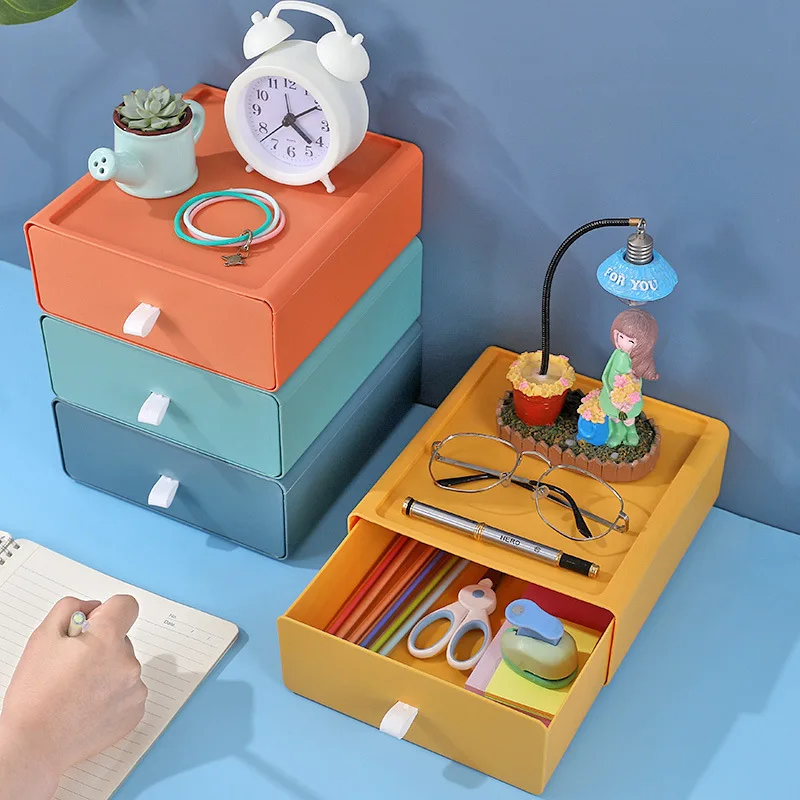 

Desktop Storage Box Drawer Type Desk Stationery Organizer Plastic Container Bedroom Jewerly Boex Dressing Table Makeup Case