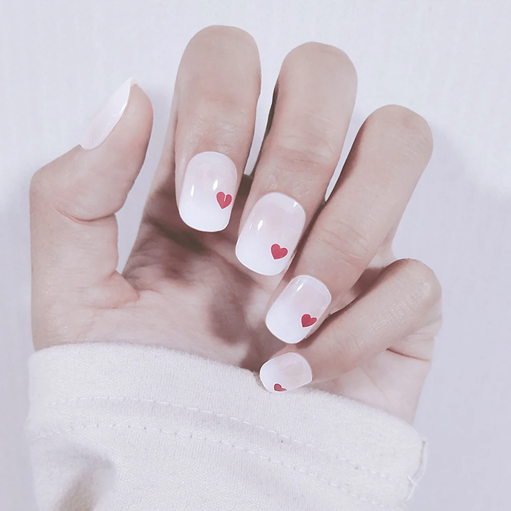 

24 шт., съемные гелевые накладные ногти, кремово-белые